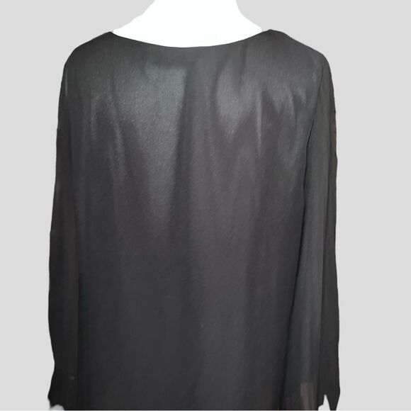 Apt9 adorable black top with wide pleated sleeves! Cute crisscross in front. New - Picture 7 of 10